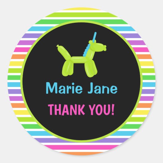 NEON BIRTHDAY TIERALS BALLOONS RUNDER AUFKLEBER (Vorderseite)