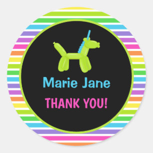 NEON BIRTHDAY TIERALS BALLOONS RUNDER AUFKLEBER