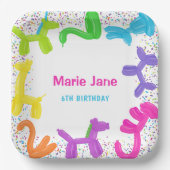 NEON BIRTHDAY TIERE BALLOONS PAPIER TELLER (Vorderseite)