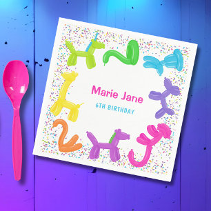 NEON BIRTHDAY TIERE BALLOONS PAPIER TELLER SERVIETTE