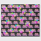 Neon Birthday und Balloons auf Brick Wrapping Pape Geschenkpapier (Flach)