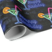 Neon Birthday und Cocktail Sign On Bridge Geschenkpapier (Rolleneckpunkt)