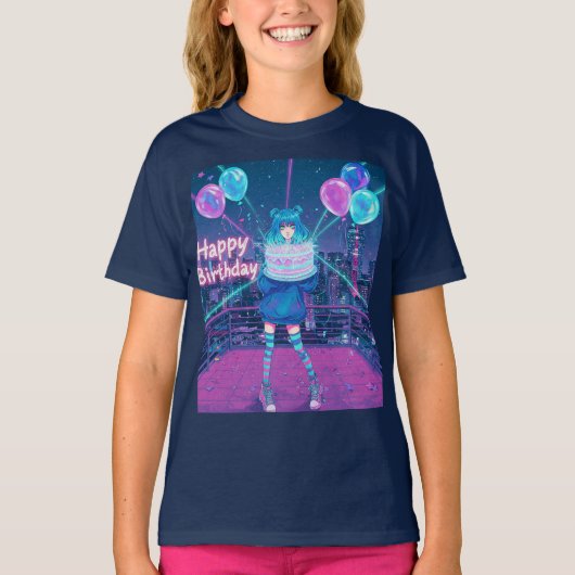 Neon Birthday von Natasha Us T-Shirt (Vorderseite)