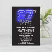 Neon Black 27. Geburtstag Einladungen Männer Sport (Stehend Vorderseite)