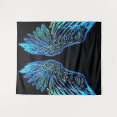 Neon Black and Blue Angle Wings Wandteppich (Vorderseite (Horizontal))