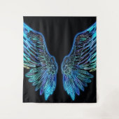 Neon Black and Blue Angle Wings Wandteppich (Vorderseite)