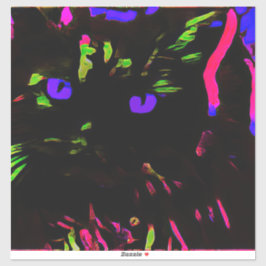 Neon Black Cat mit leuchtenden Augen Aufkleber