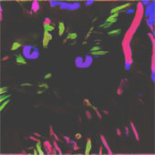 Neon Black Cat mit leuchtenden Augen Aufkleber (Vorderseite)