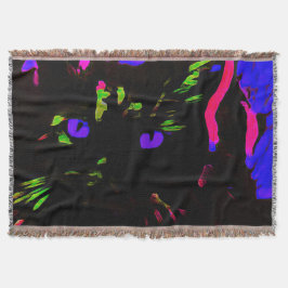 Neon Black Cat mit leuchtenden Augen Decke