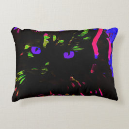 Neon Black Cat mit leuchtenden Augen Dekokissen