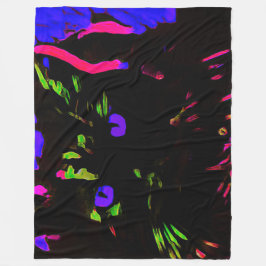 Neon Black Cat mit leuchtenden Augen Fleecedecke