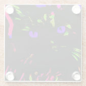 Neon Black Cat mit leuchtenden Augen Glasuntersetzer (Rückseite)