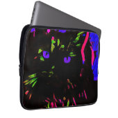 Neon Black Cat mit leuchtenden Augen Laptopschutzhülle (Vorne Rechts)