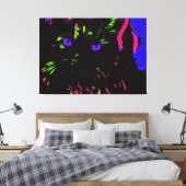 Neon Black Cat mit leuchtenden Augen Leinwanddruck (Insitu (Schlafzimmer))