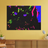 Neon Black Cat mit leuchtenden Augen Leinwanddruck (Insitu (Wohnzimmer))