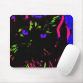 Neon Black Cat mit leuchtenden Augen Mousepad (Mit Mouse)