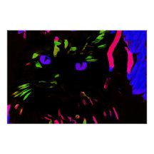 Neon Black Cat mit leuchtenden Augen