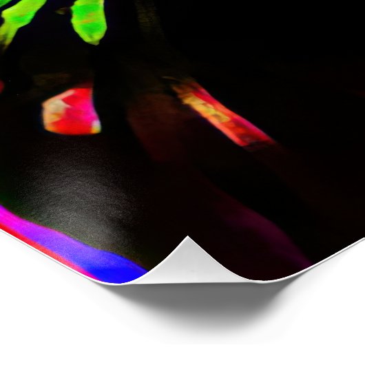 Neon Black Cat mit leuchtenden Augen Poster (Ecke)