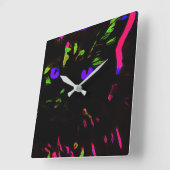 Neon Black Cat mit leuchtenden Augen Quadratische Wanduhr (Winkel)