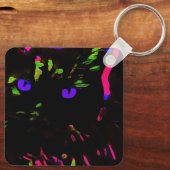 Neon Black Cat mit leuchtenden Augen Schlüsselanhänger (Rückseite)