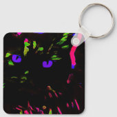 Neon Black Cat mit leuchtenden Augen Schlüsselanhänger (Rückseite)