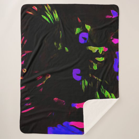 Neon Black Cat mit leuchtenden Augen Sherpadecke (Vorderseite)