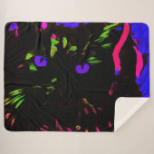 Neon Black Cat mit leuchtenden Augen Sherpadecke (Vorderseite (Horizontal))