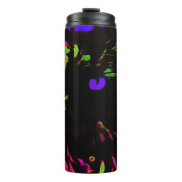 Neon Black Cat mit leuchtenden Augen Thermosbecher