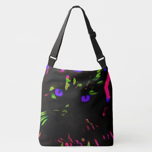 Neon Black Cat mit leuchtenden Augen Tragetaschen Mit Langen Trägern (Vorderseite)