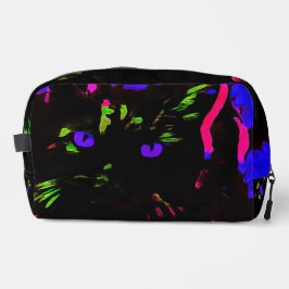Neon Black Cat mit leuchtenden Augen Waschbeutel