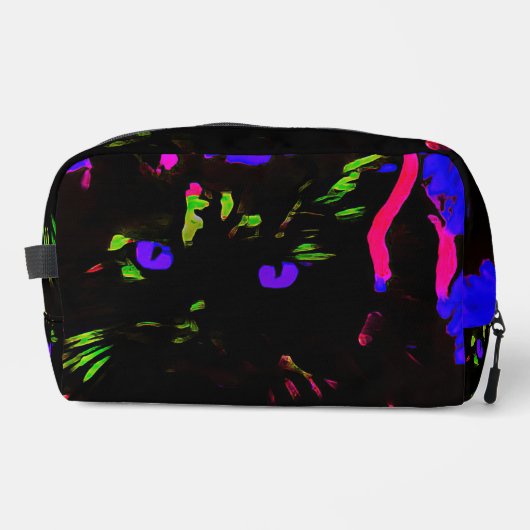 Neon Black Cat mit leuchtenden Augen Waschbeutel (Vorderseite)