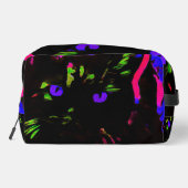 Neon Black Cat mit leuchtenden Augen Waschbeutel (Rückseite)