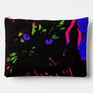 Neon Black Cat mit leuchtenden Augen Zubehörtasche