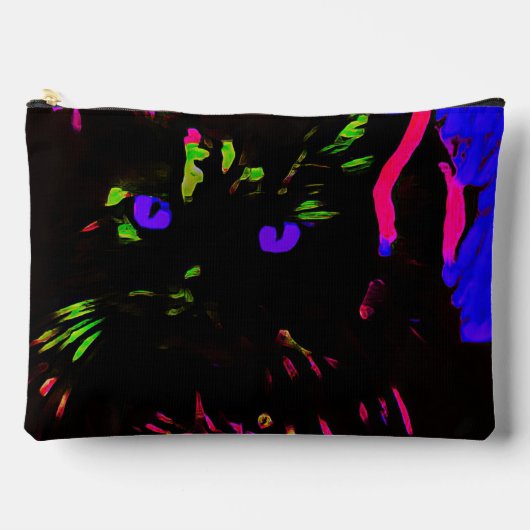 Neon Black Cat mit leuchtenden Augen Zubehörtasche (Vorderseite)
