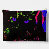 Neon Black Cat mit leuchtenden Augen Zubehörtasche (Rückseite)