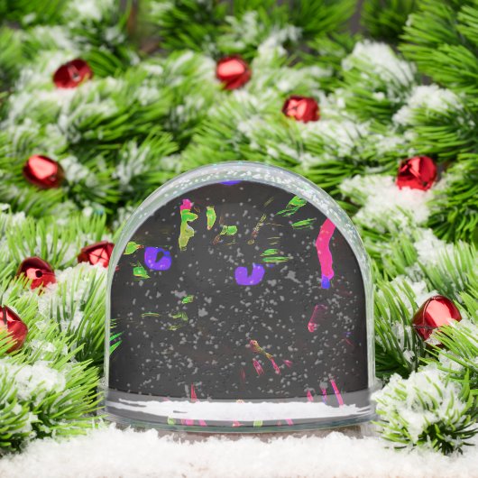 Neon Black Cat with Glowing Eyes Schneekugeln (Weihnachten)