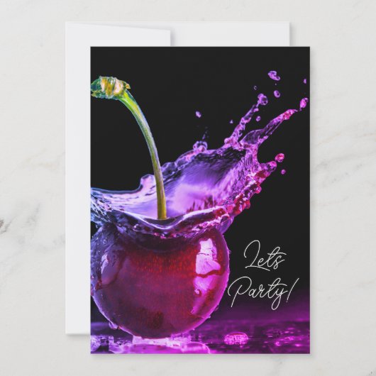 Neon Black Cherry Party Einladung (Vorderseite)