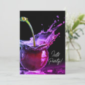 Neon Black Cherry Party Einladung (Stehend Vorderseite)