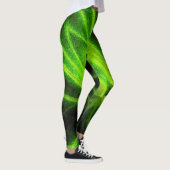 Neon Black Green Abstrakt Pattern Leggings (Rechts)