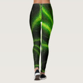 Neon Black Green Abstrakt Pattern Leggings (Rückseite)