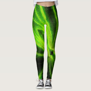 Neon Black Green Abstrakt Pattern Leggings