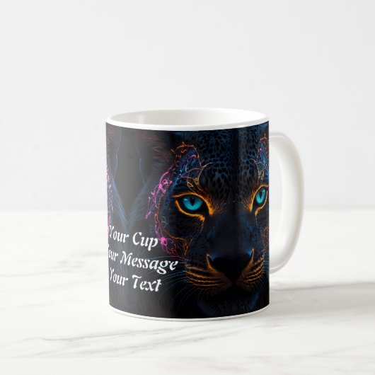 Neon Black Leopard Kaffeetasse (VorderseiteRechts)