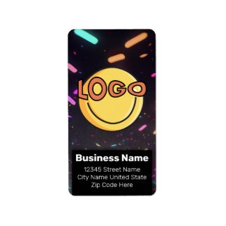 Neon Black Nightlife Events Business Branding Adressaufkleber