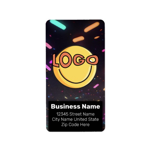 Neon Black Nightlife Events Business Branding Adressaufkleber (Vorne)