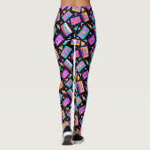 Neon & Black Trendy 80er Cassette Music Leggings (Rückseite)