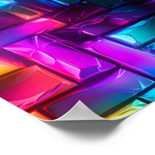 Neon Blacklight Abstrakt gestanzter Glass Cocktail Poster (Ecke)