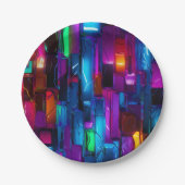 Neon Blacklight Abstrakt verkettetes Glas Pappteller (Vorderseite)
