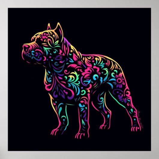 Neon Blacklight American Bully Art Poster (Vorne)