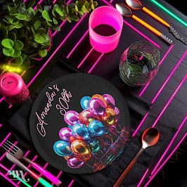 Neon Blacklight Mylar Balloons Geburtstag Pappteller