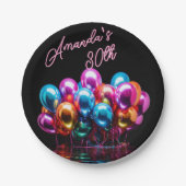 Neon Blacklight Mylar Balloons Geburtstag Pappteller (Vorderseite)